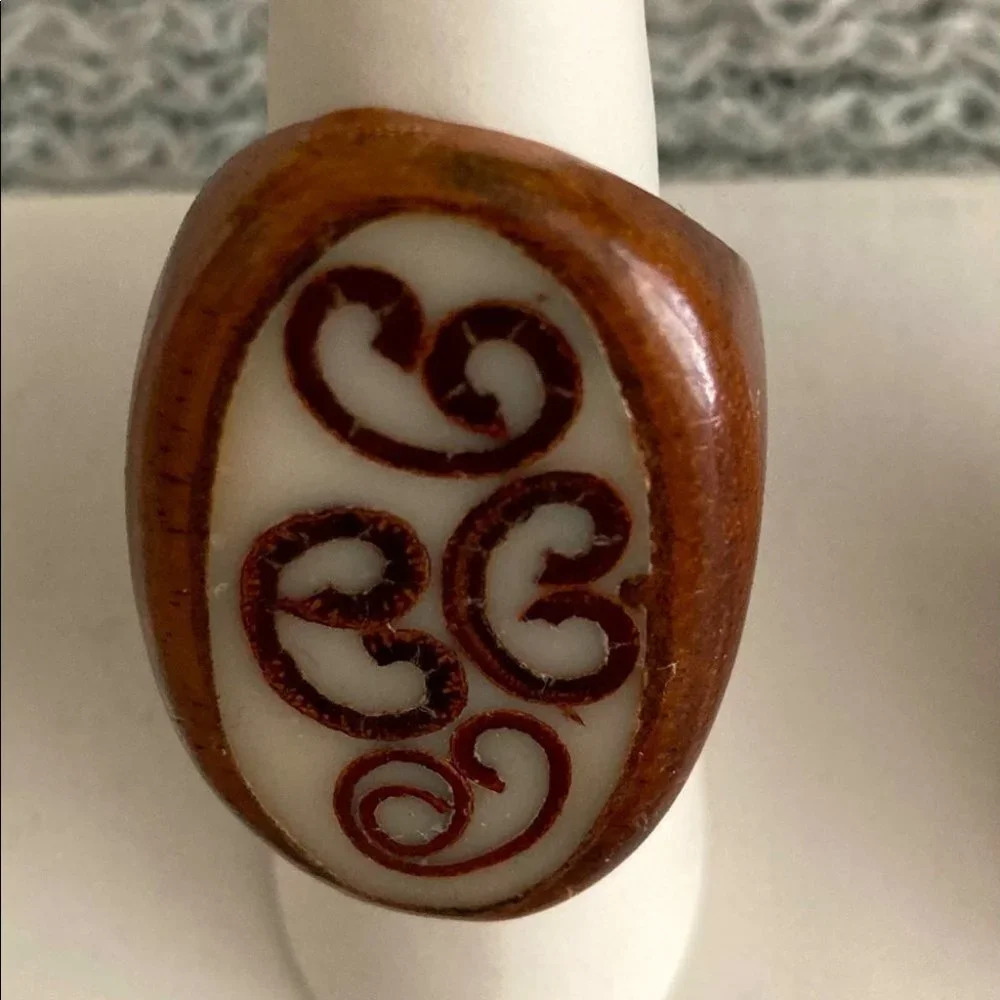 WOOD INLAY Ring  Sz 7-8